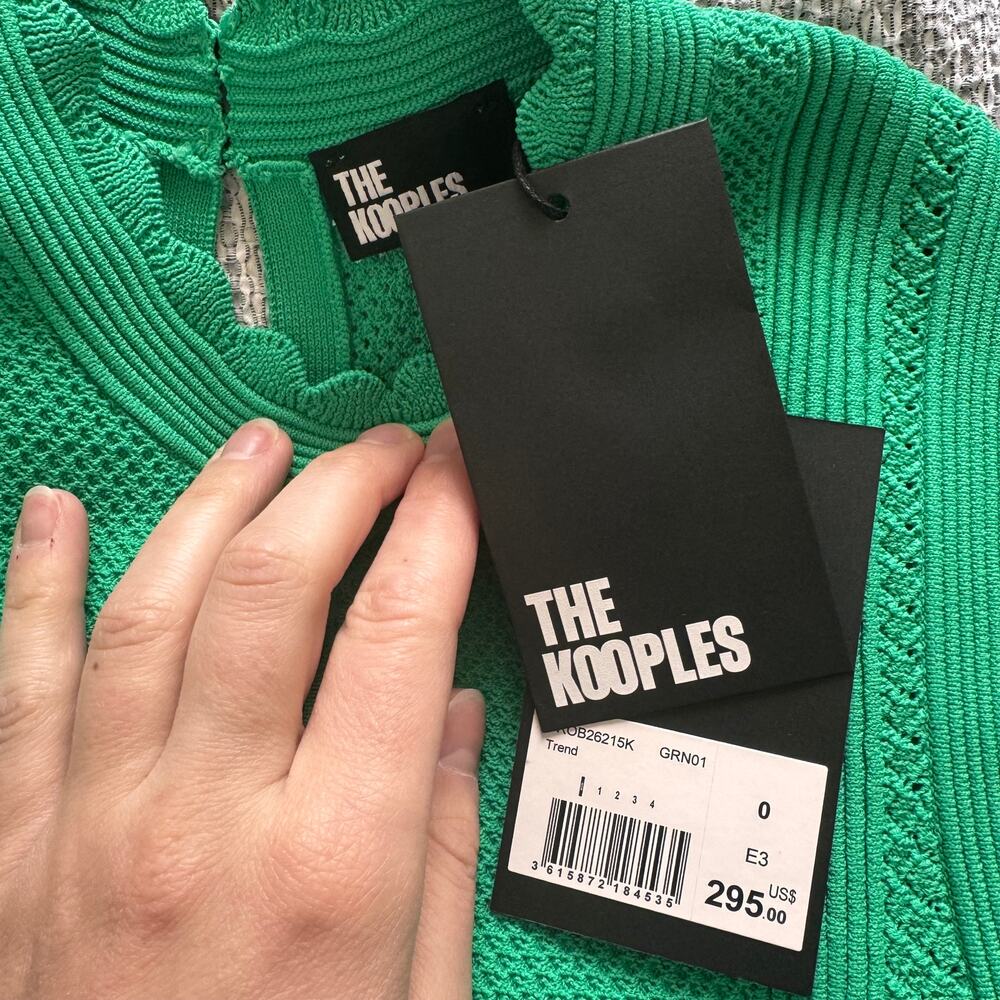 The Kooples | NWT Kelly Green Knit Pointelle Fit & Flare Dress Size 0/XS - Picture 11 of 12